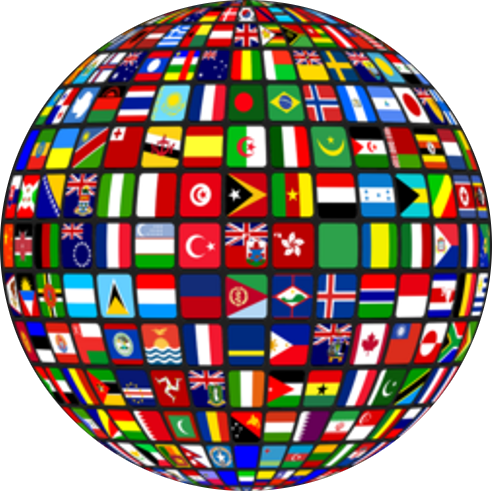 Globe made of international flags representing all languages and cultures